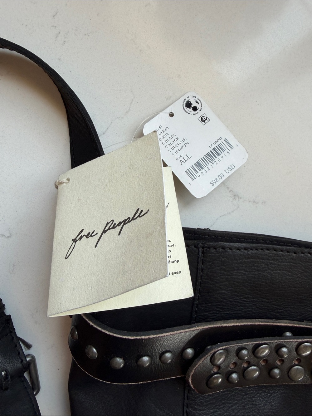 BRAND NEW- Free People Black Studded Leather Shoulder Bag - Picture 8 of 16